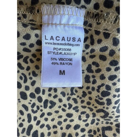 LACAUSA Yellow Leopard Midi Strappy Dress Size Medium - Picture 6 of 7